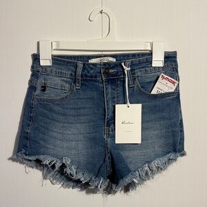 KanCan Frayed Hem Blue Jean Shorts